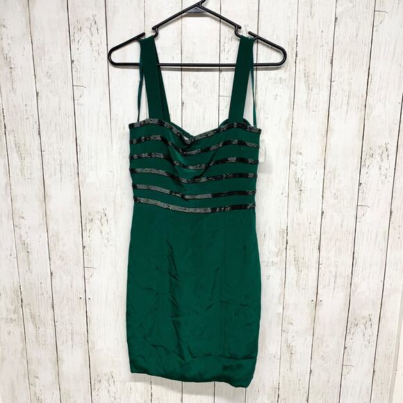 Vintage Niteline Dress Women Size 6 Sleeveless Sequin Detail Mini Emerald Green - Picture 1 of 8